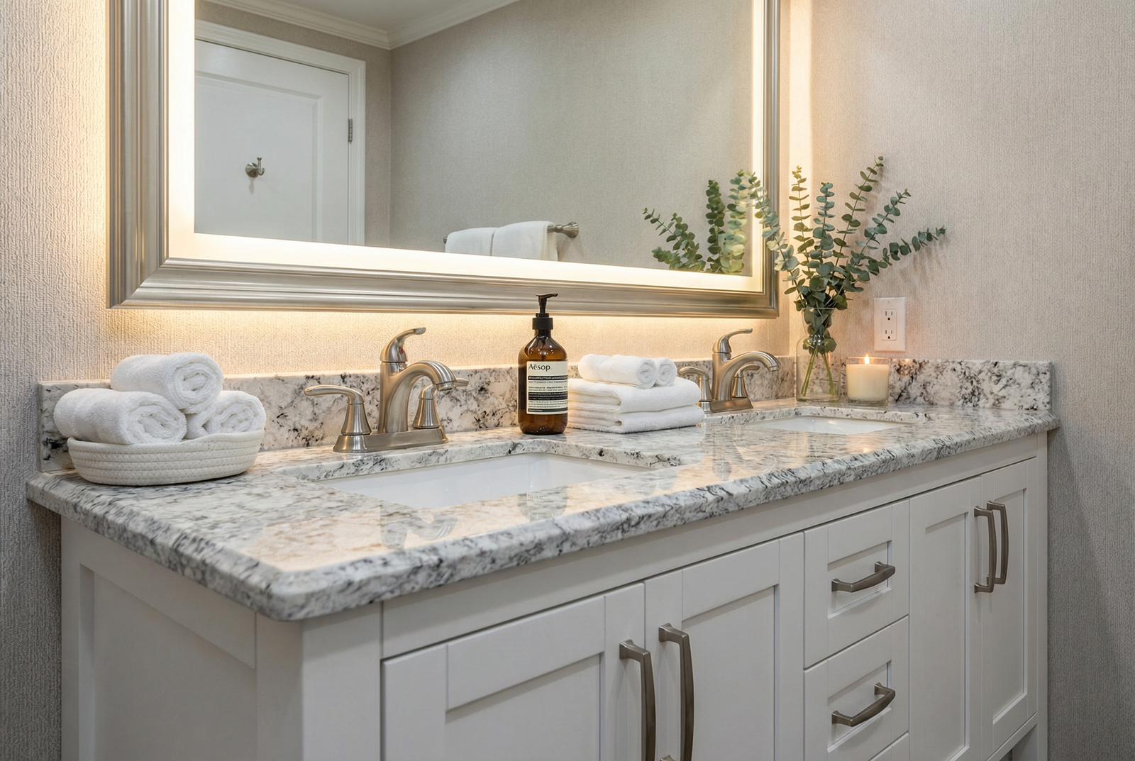 Interior vanity and mirrors