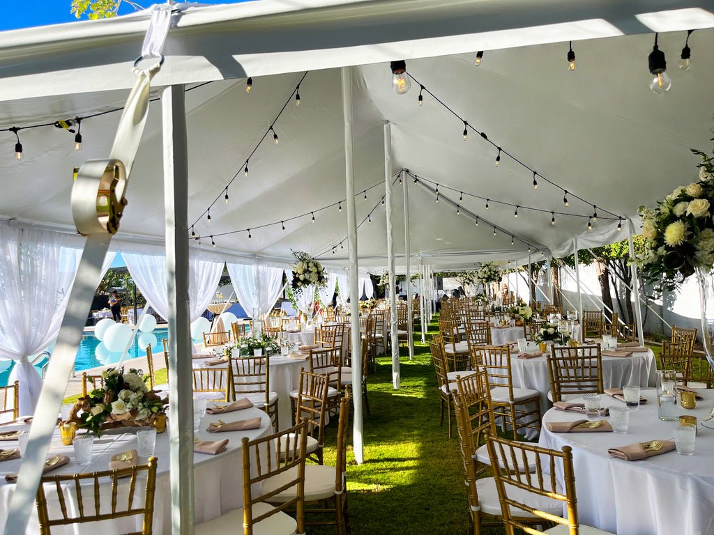 Outdoor wedding tent setup